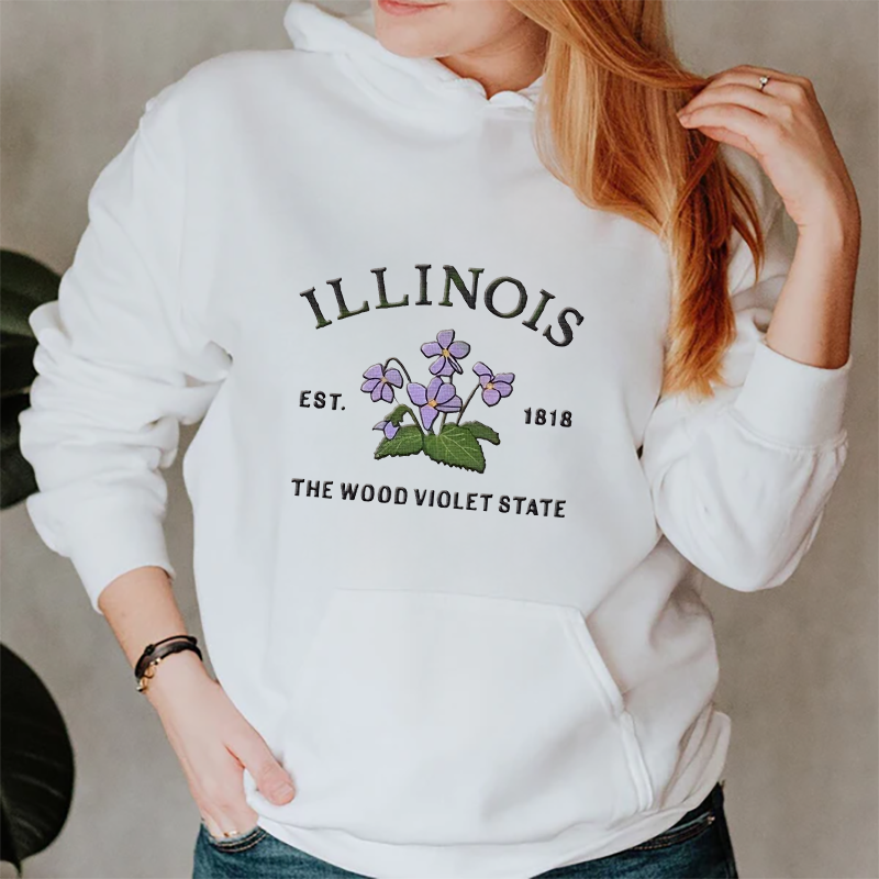 CUSTOM EMBROIDERED ILLINOIS FLOWER SWEATSHIRT