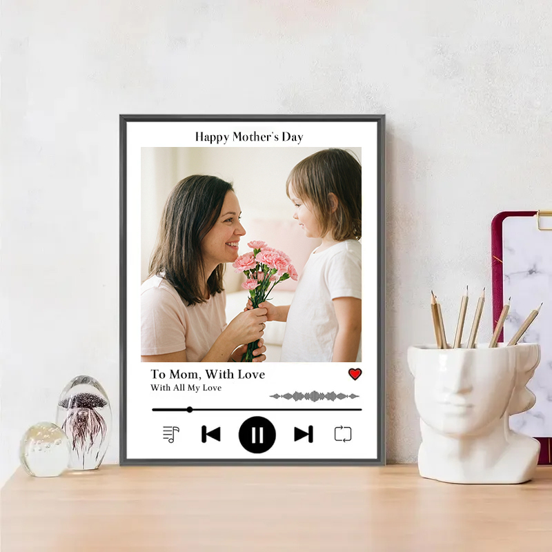 Personalized Mother's Day Song & Photo Poster - Custom Heartbeat Melody Wall Art - Printable Mom Gift from Daughter, Son, Grandkids