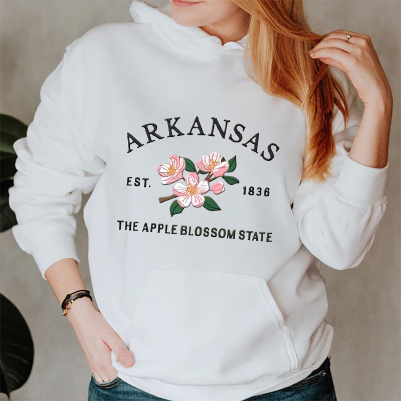 CUSTOM EMBROIDERED ARKANSAS FLOWER SWEATSHIRT