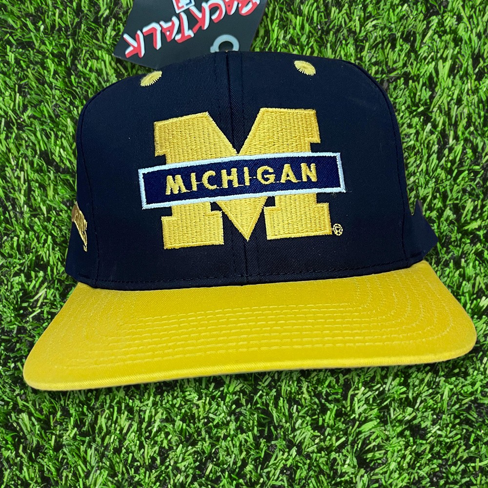 Vintage 90s Deadstock Michigan Wolverines NCAA Snapback Hat Baseball Cap