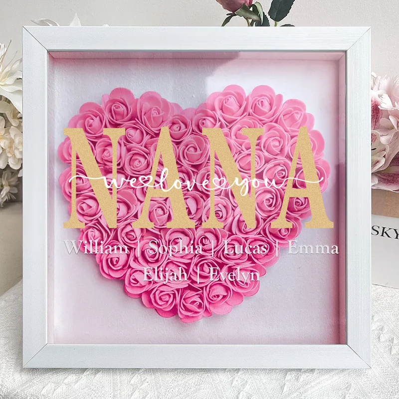 Personalized Mum Flower Shadow BoxMother's Day Gift, Mum's Rose Frame 