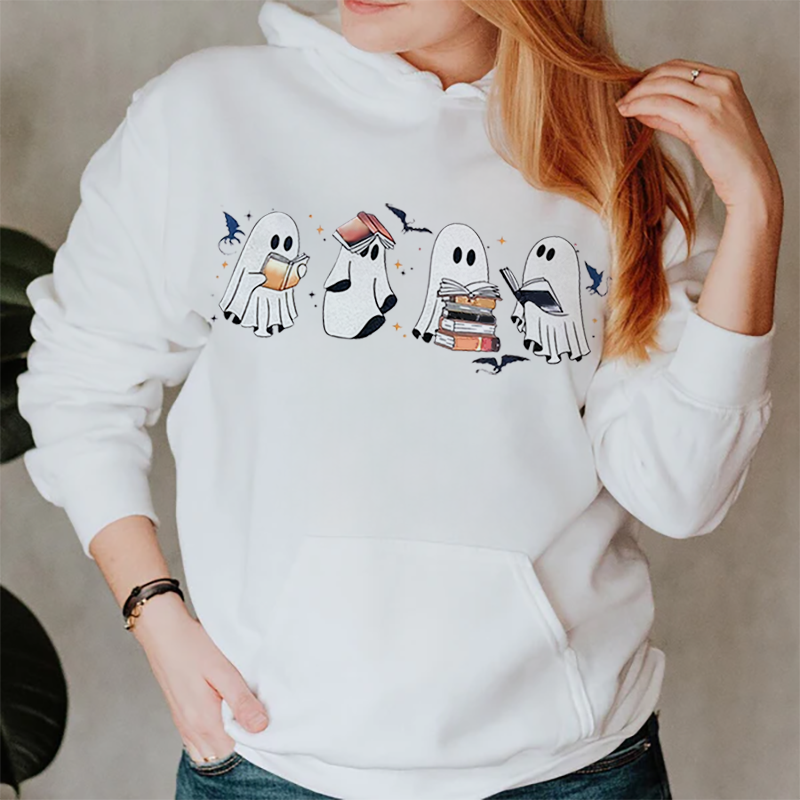  Cute Reading Ghosts Hoodie – Cozy Up with Your Favorite Spooky Bookworms