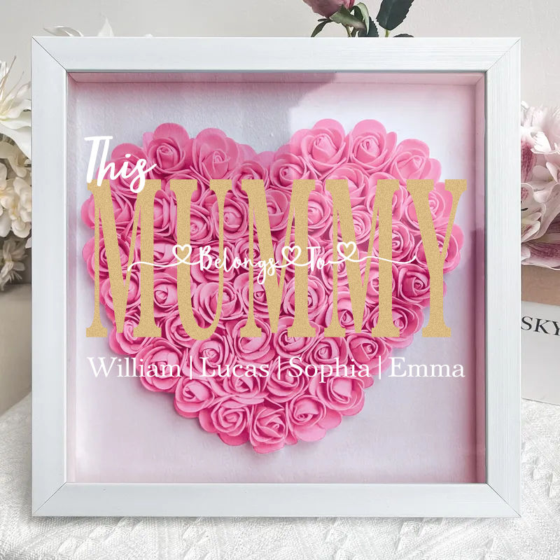 'This MUM/MOM Belongs to' - Personalized Flower Shadow Box - Mother's Day Gift
