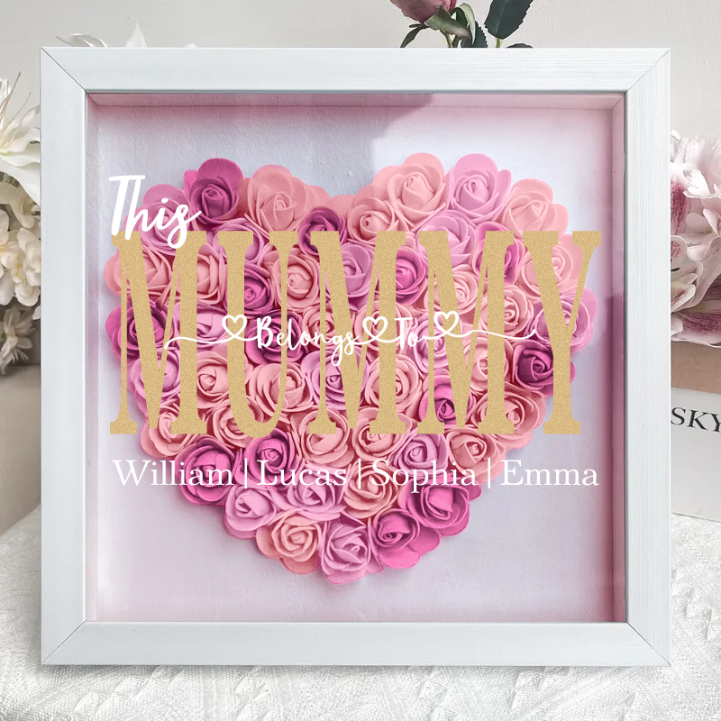 'This MUM/MOM Belongs to' - Personalized Flower Shadow Box - Mother's Day Gift