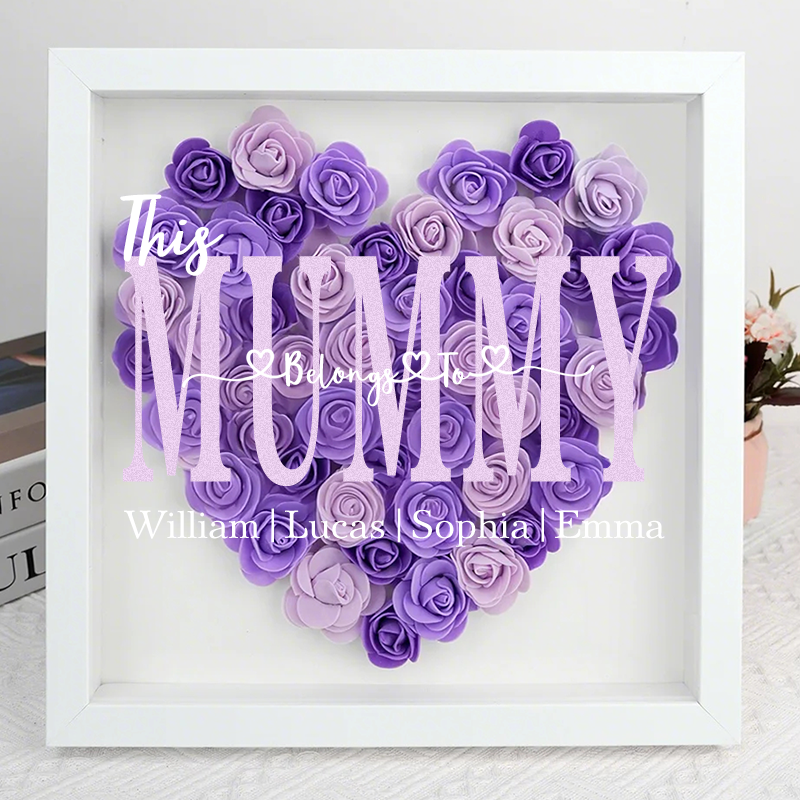 'This MUM/MOM Belongs to' - Personalized Flower Shadow Box - Mother's Day Gift
