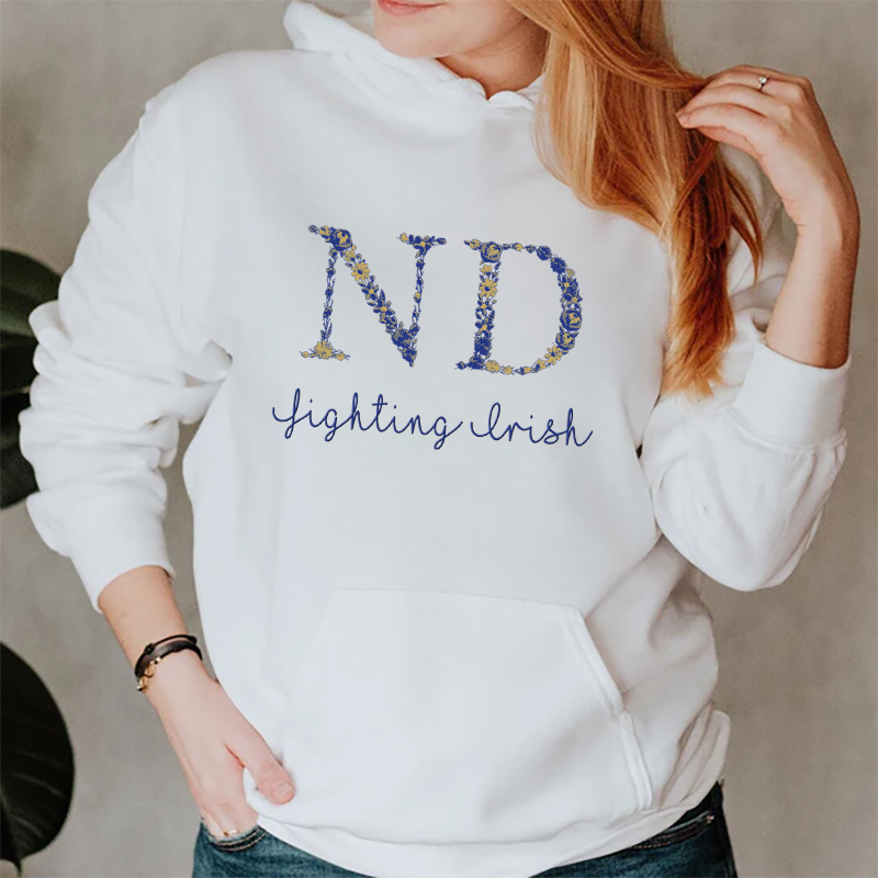 Customized Notre Dame Fighting Irish Football Sweatshirts With Trendy Floral Embroidery