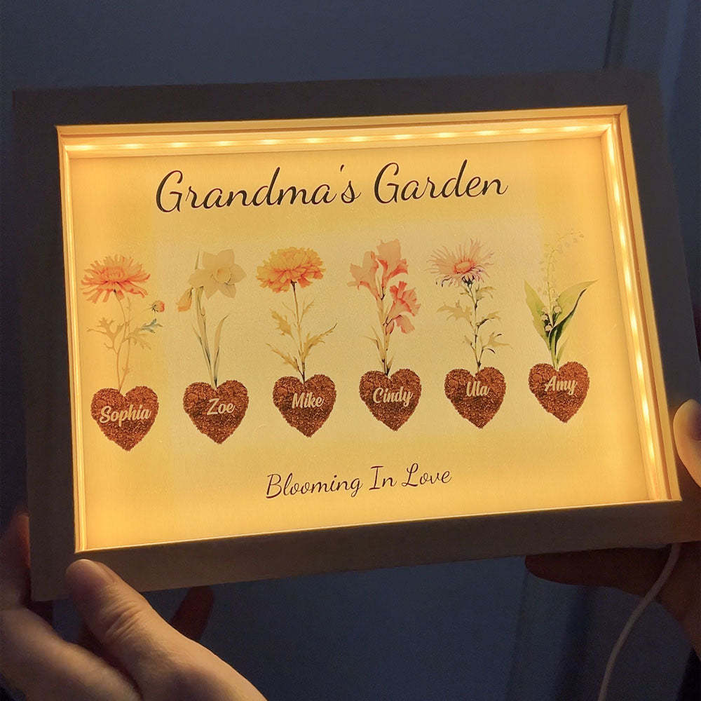 50% OFF⭐️Birth Month Flower Heart Names Customized Frame Light Box