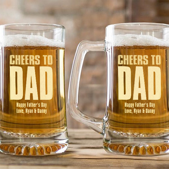 Cheers To Dad Personalized 25oz. Beer Mug, Gifts for Dad, Fathers Day Gifts, Personalized Gifts for Dad, Beer Gifts, Gifts for Men