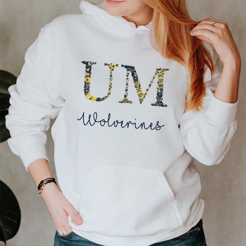 Customized Michigan Wolverines Football Sweatshirts With Trendy Floral Embroidery