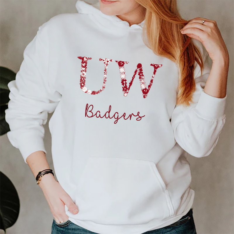 Customized Wisconsin Badgers Football Sweatshirts With Trendy Floral Embroidery