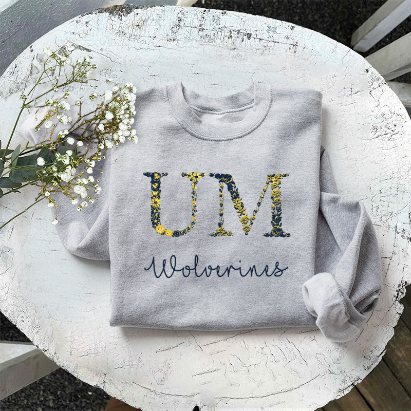 Customized Michigan Wolverines Football Sweatshirts With Trendy Floral Embroidery