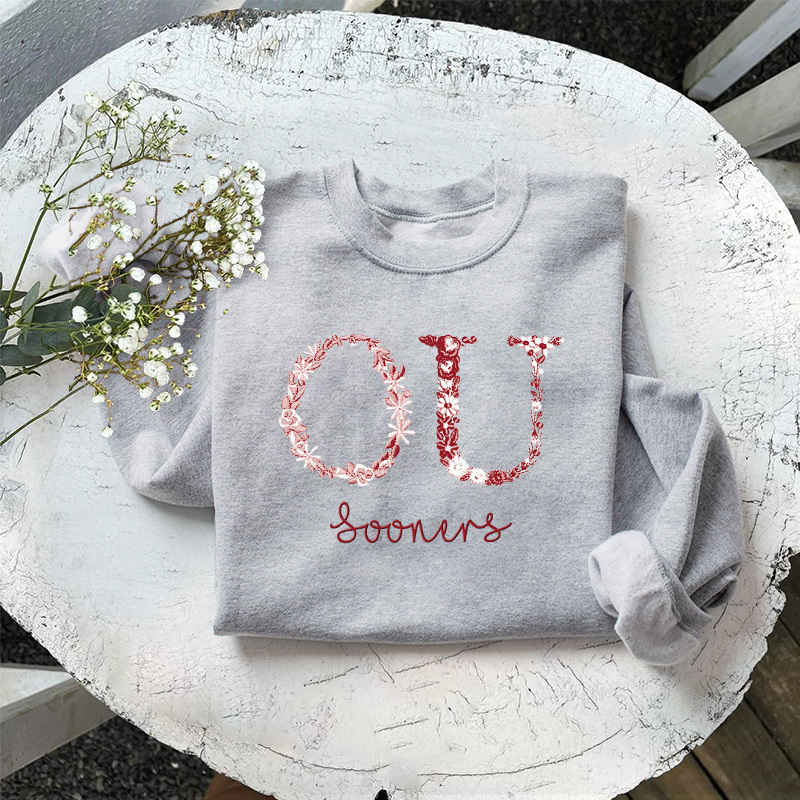 Customized Oklahoma Sooners Football Sweatshirts With Trendy Floral Embroidery