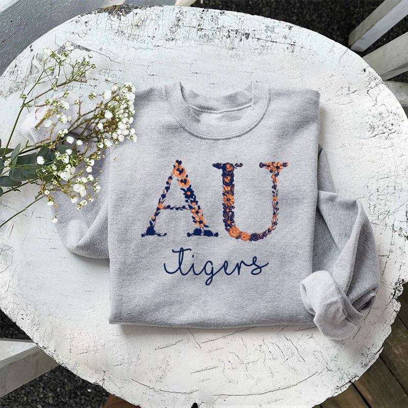 Customized Auburn Tigers Football Sweatshirts With Trendy Floral Embroidery