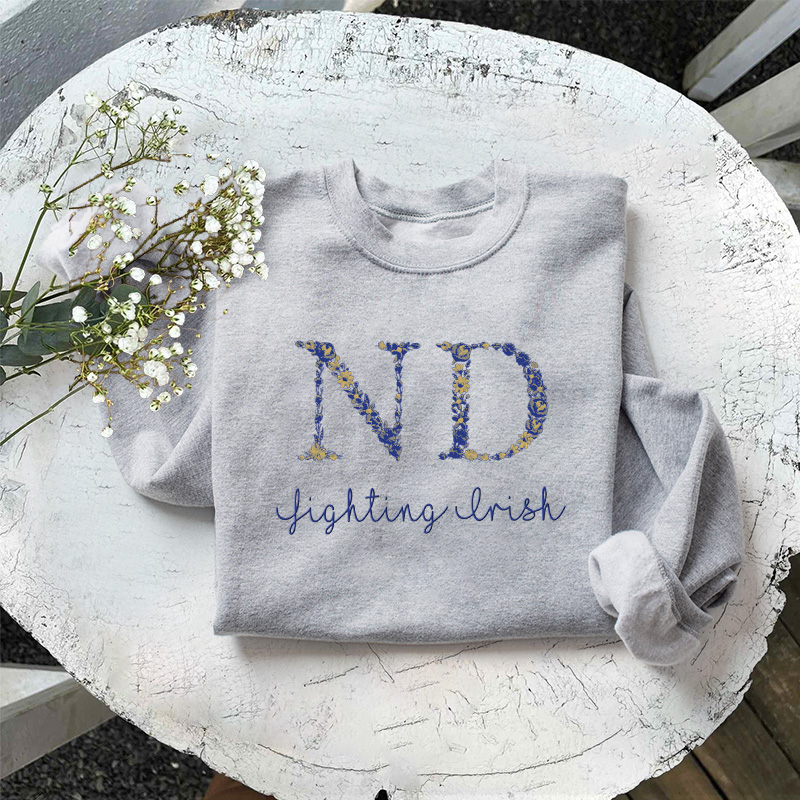 Customized Notre Dame Fighting Irish Football Sweatshirts With Trendy Floral Embroidery