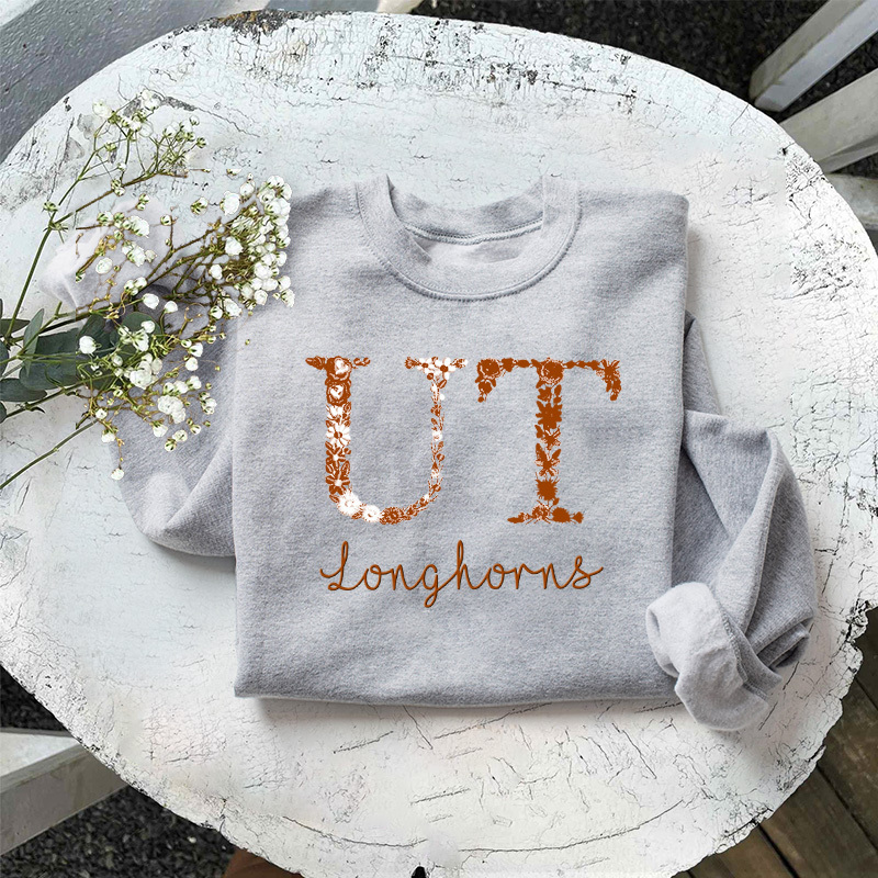 Customized Texas Longhorns Football Sweatshirts With Trendy Floral Embroidery
