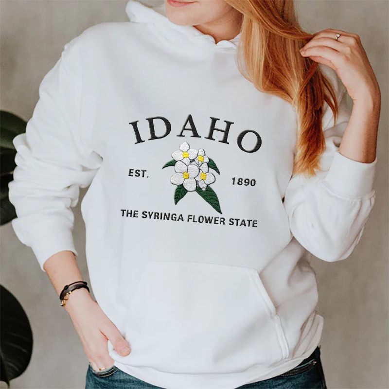 CUSTOM EMBROIDERED IDAHO FLOWER SWEATSHIRT