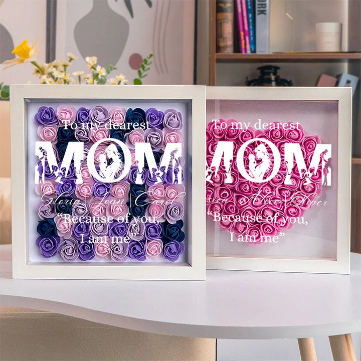 Cozy Motherhood Moments - MOM Embrace Baby Flower Shadow Box, Creative Mother's Gift