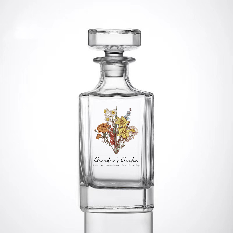 Custom Whiskey Bottles With Birth Flowers