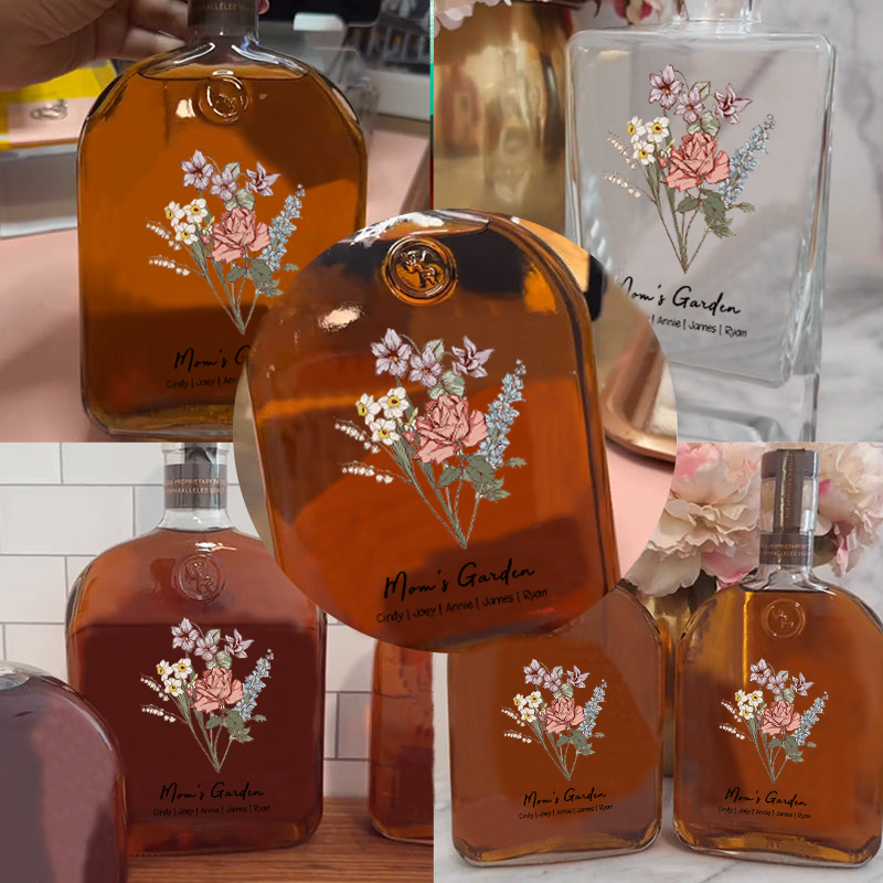 Custom Whiskey Bottles With Birth Flowers