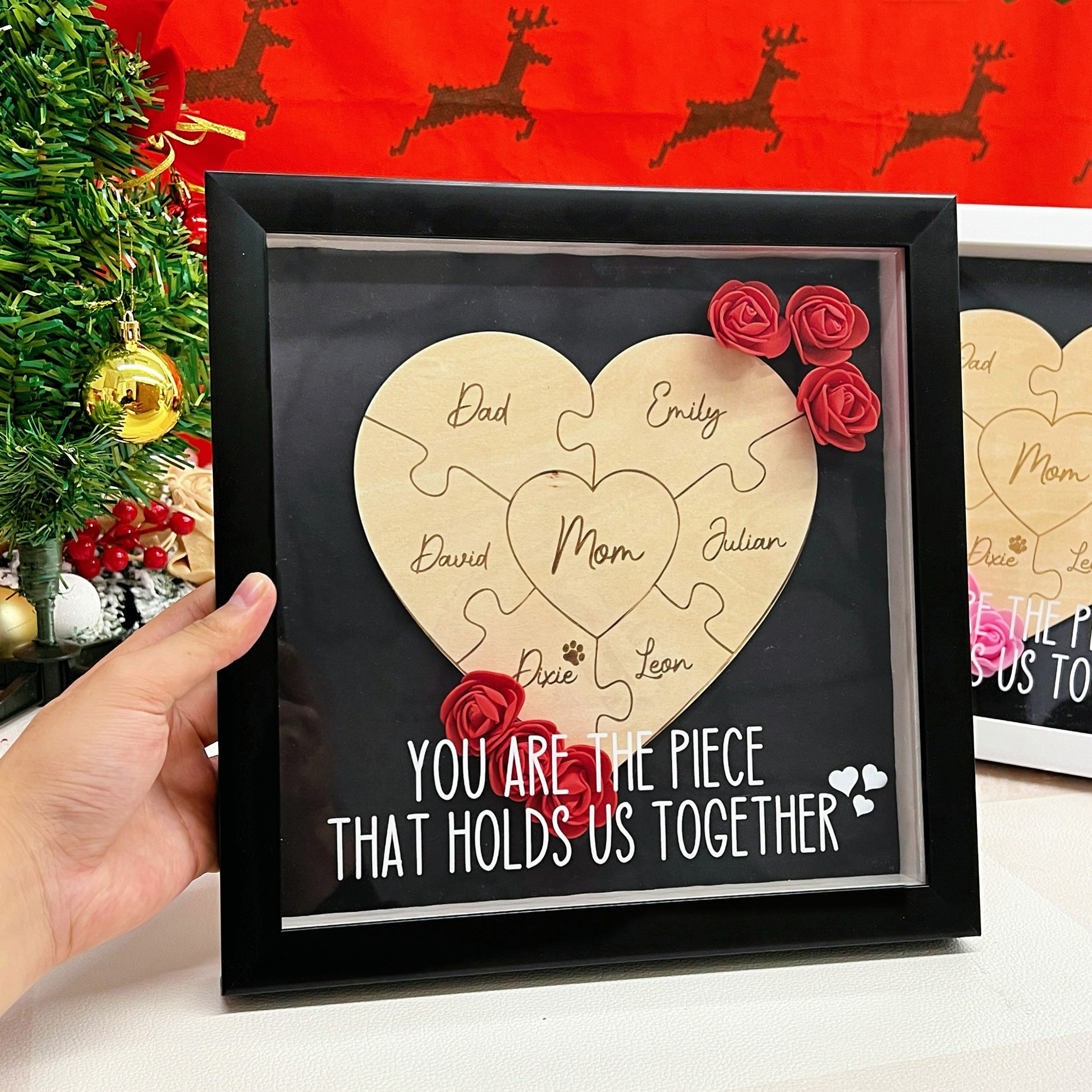 Personalized Mom Flower Puzzle Piece Box