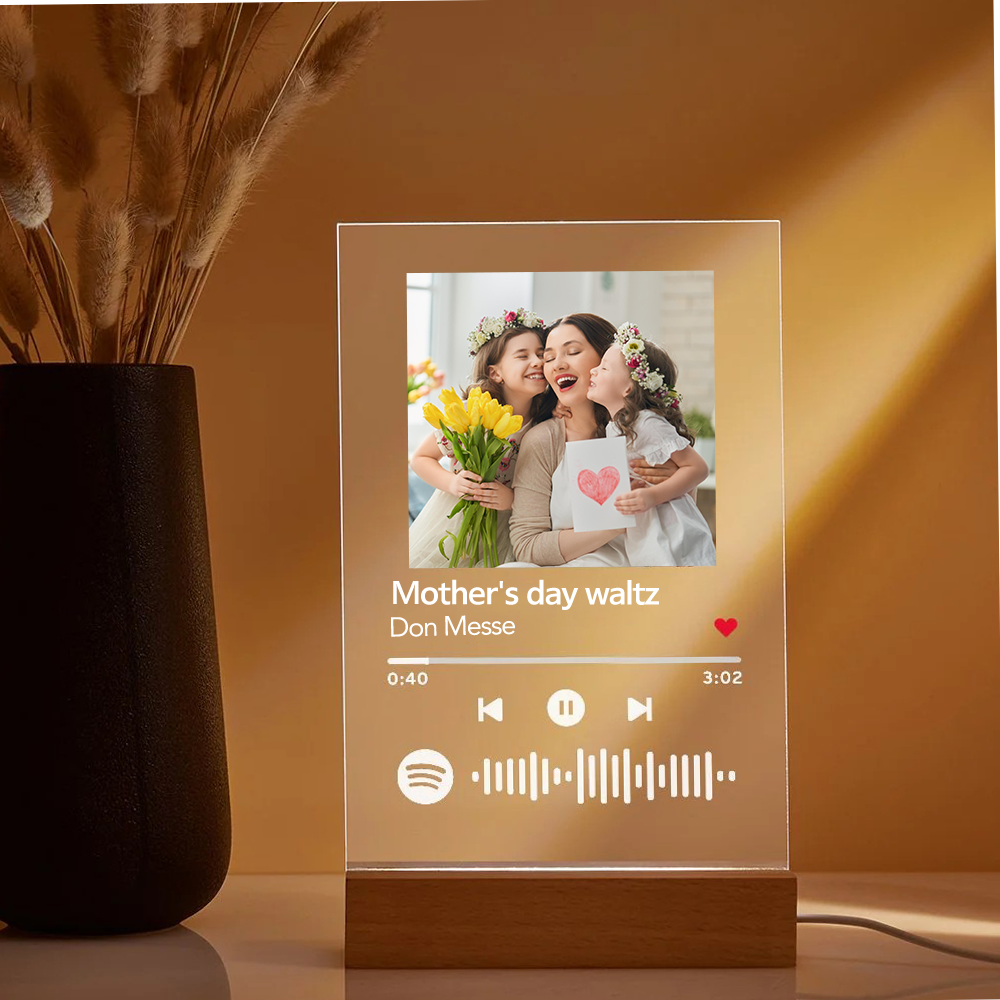 Customizable Photo Music Plaque Night Light | Mother's Day Gifts
