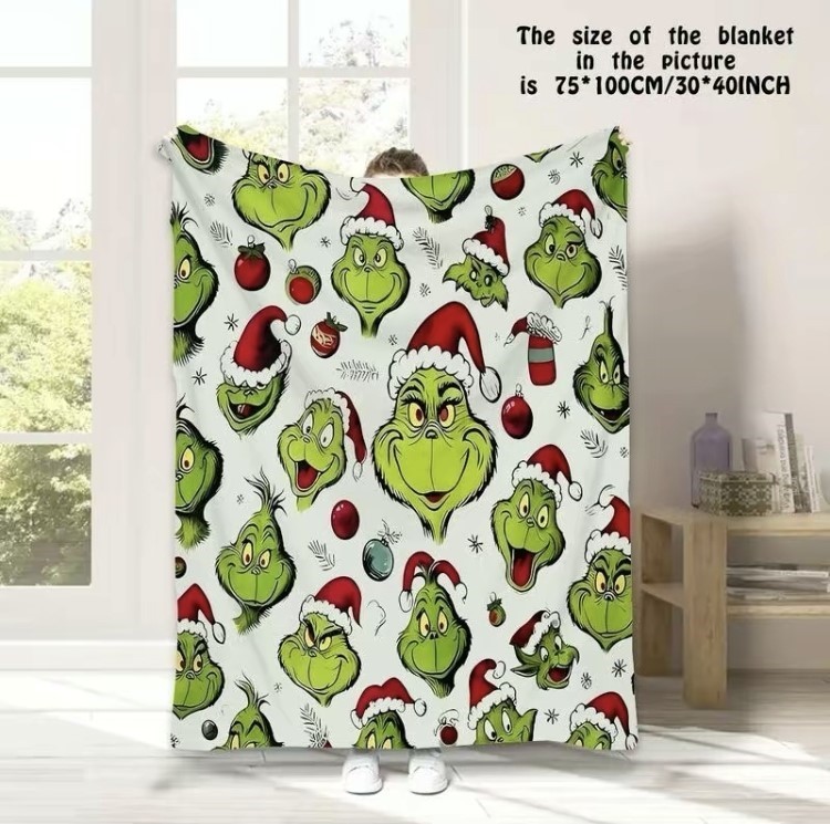 Custom Christmas Checkered Anime Cartoon Throw Blanket