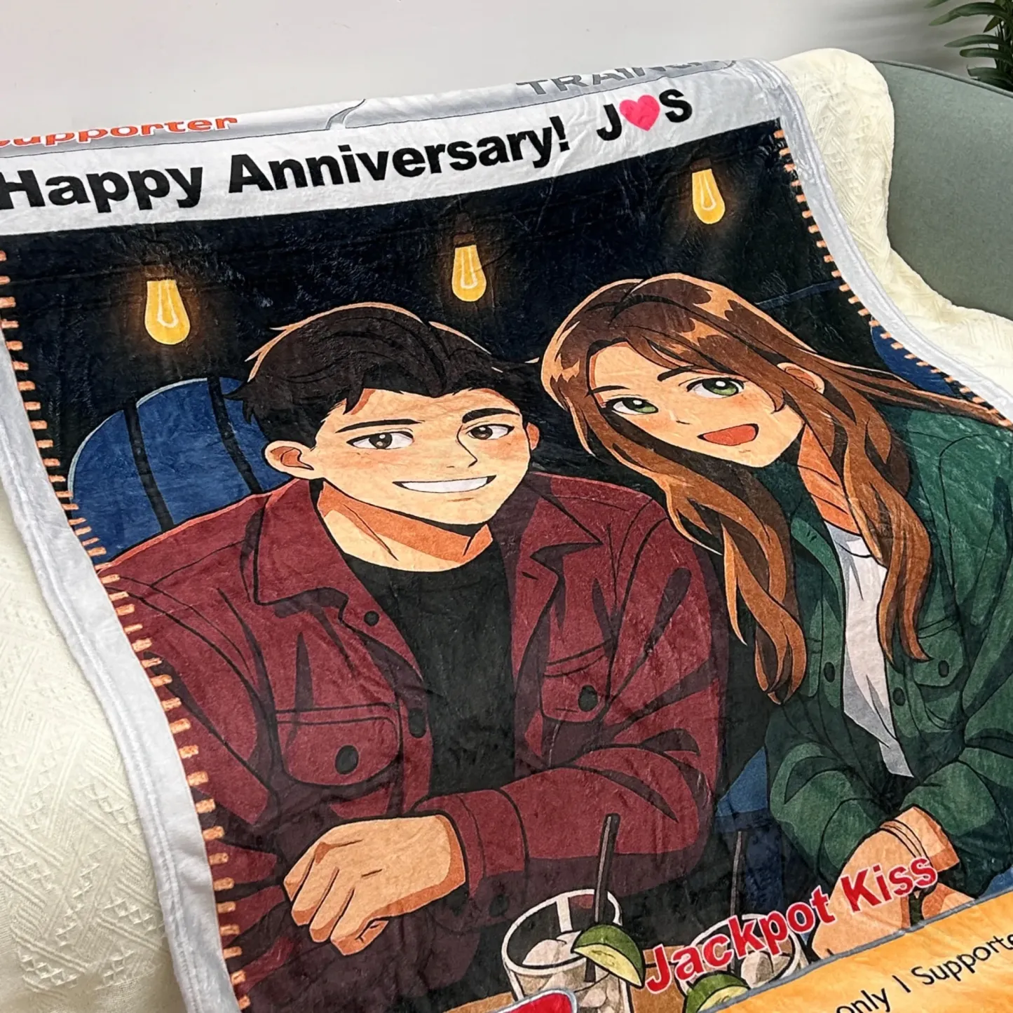 Personalized Couple Photo Card Blanket