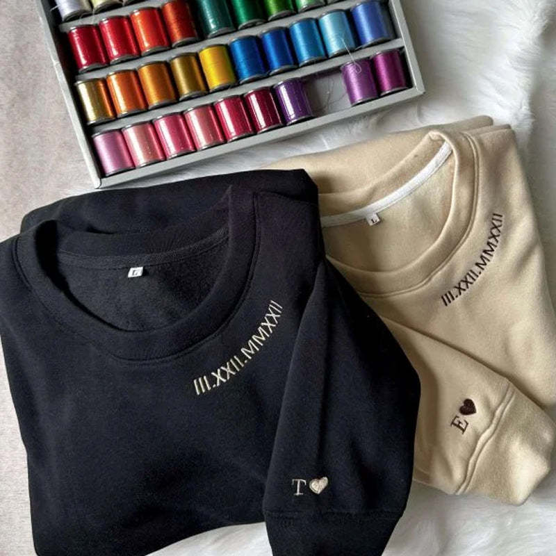 Custom Embroidered Date Roman Numeral T-shirt Roman Numeral Hoodie