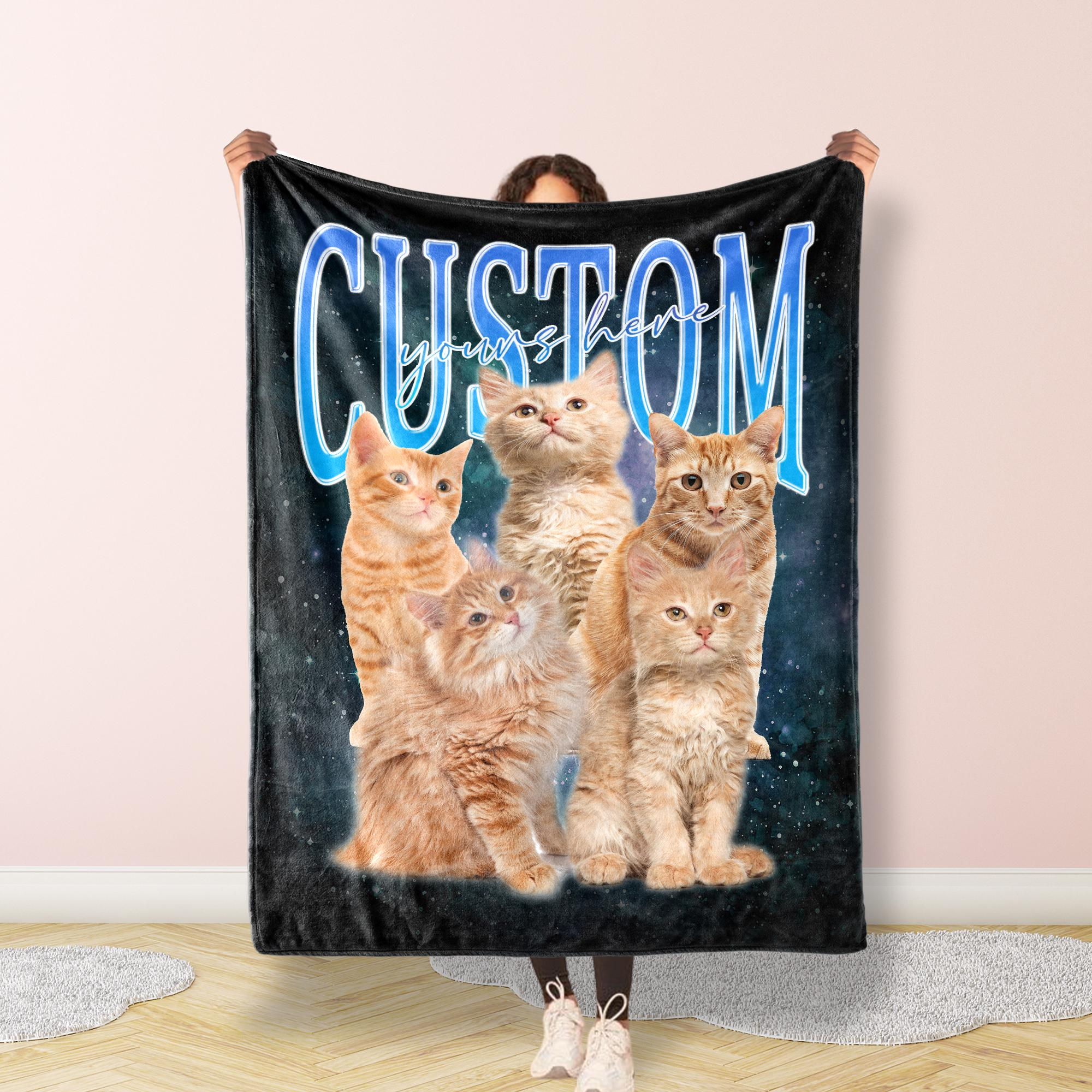 Custom Portrait Blanket Gift, Vintage 90's Style Blanket