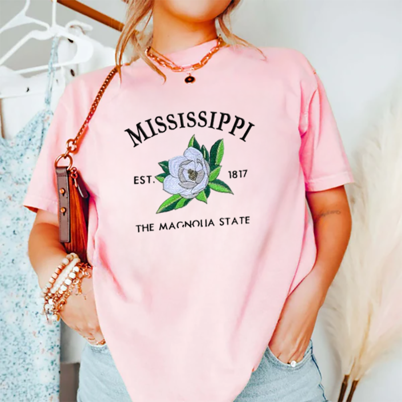 CUSTOM EMBROIDERED MISSISSIPPI FLOWER SWEATSHIRT