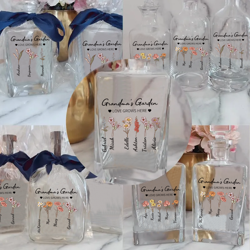 Custom Whiskey Bottles With Month Flowers