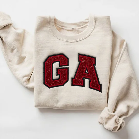 Custom Team Glitter Embroidered Sweatshirt Hoodie T-shirt