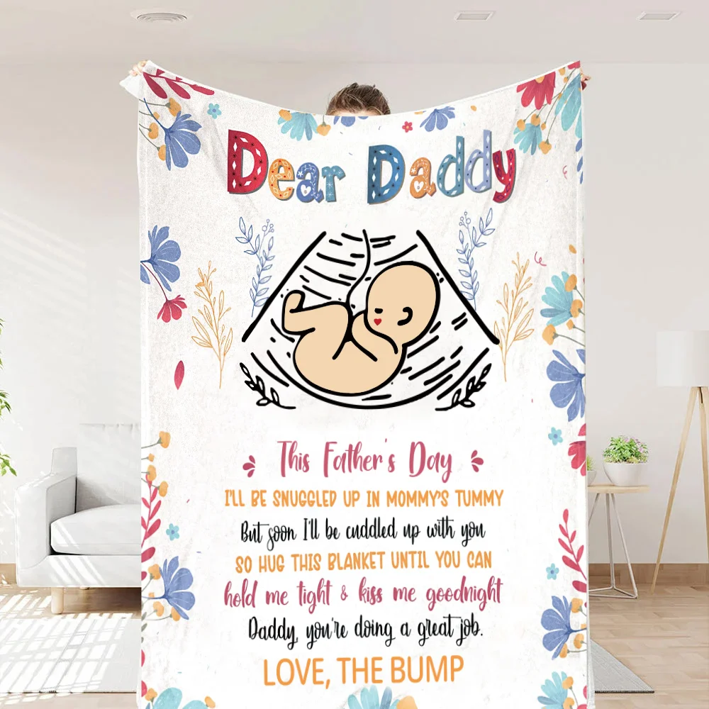 Dear Daddy Blanket, Happy Father's Day Blanket, Heart Blanket, Family Blanket，Soft Blanket