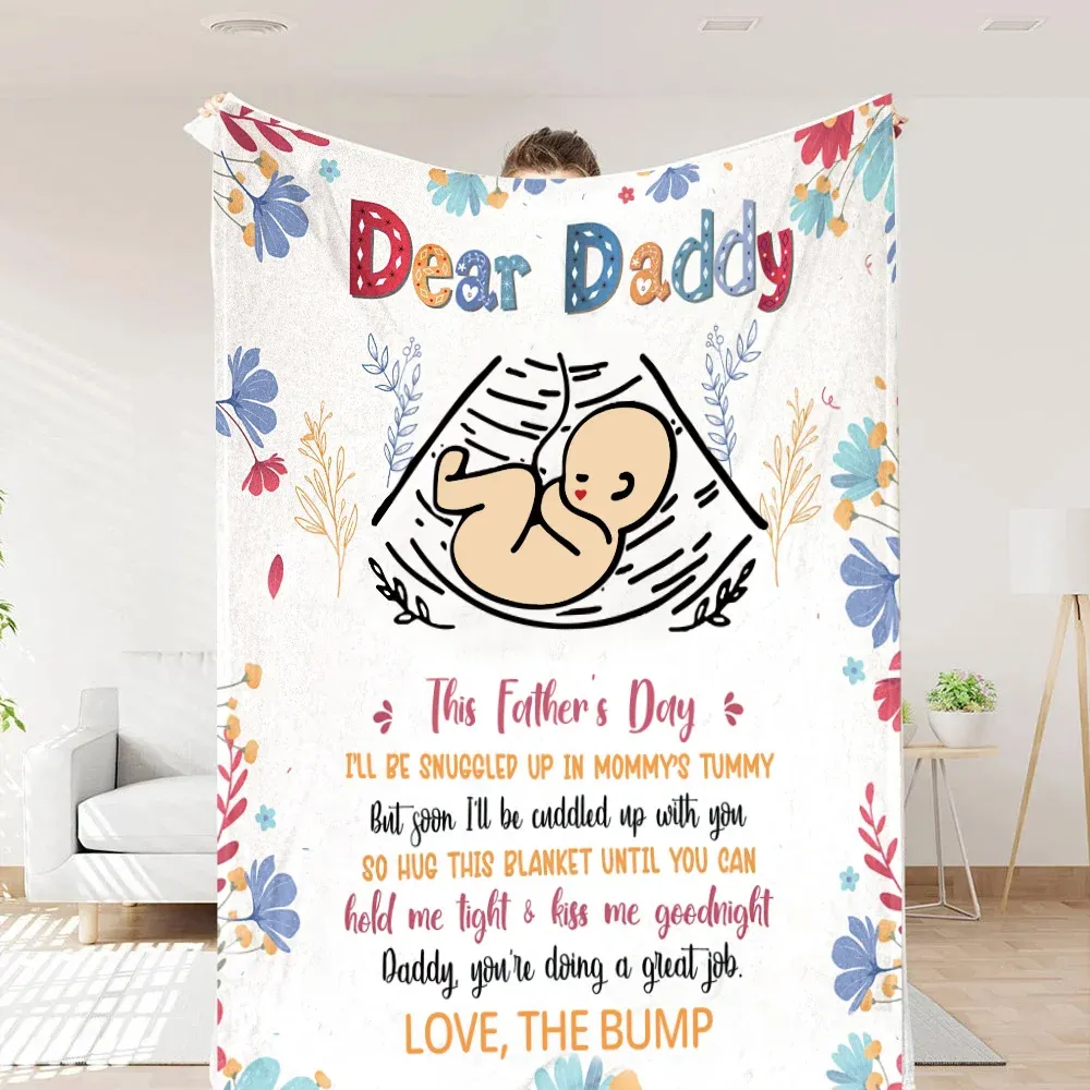 Dear Daddy Blanket, Happy Father's Day Blanket, Heart Blanket, Family Blanket，Soft Blanket