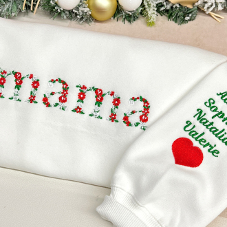 Custom Christmas Floral Mama Embroidered Sweatshirt