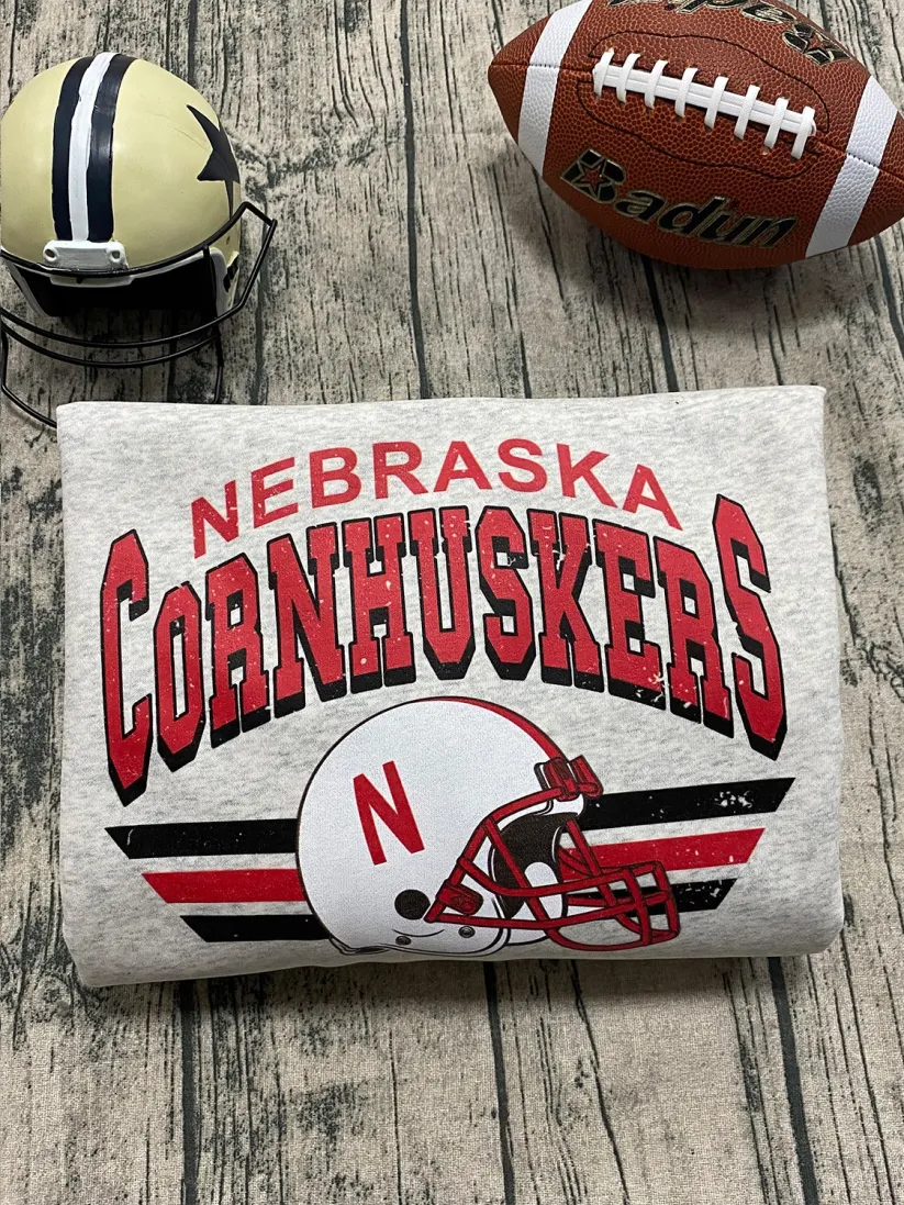 Vintage College Football Helmet T-shirt Crewneck Sweatshirt