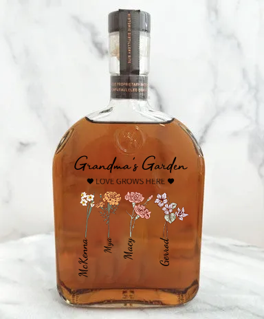 Custom Whiskey Bottles With Month Flowers