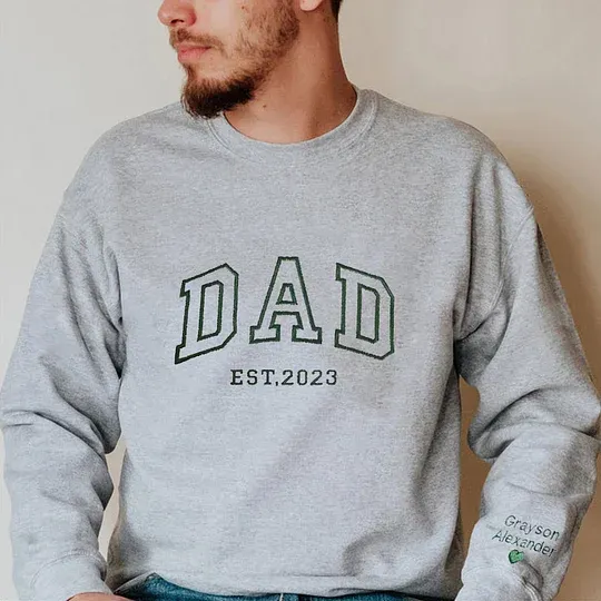 Custom Dad Embroidered Sweatshirt, Shirt With Kids Names, Grandpa Hoodie, Gifts For Dad, Fathers Day Shirt, Father's Day Gift, Daddy Gift