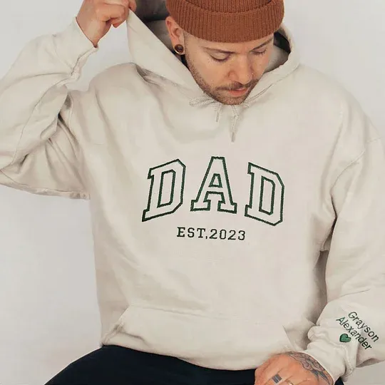 Custom Dad Embroidered Sweatshirt, Shirt With Kids Names, Grandpa Hoodie, Gifts For Dad, Fathers Day Shirt, Father's Day Gift, Daddy Gift