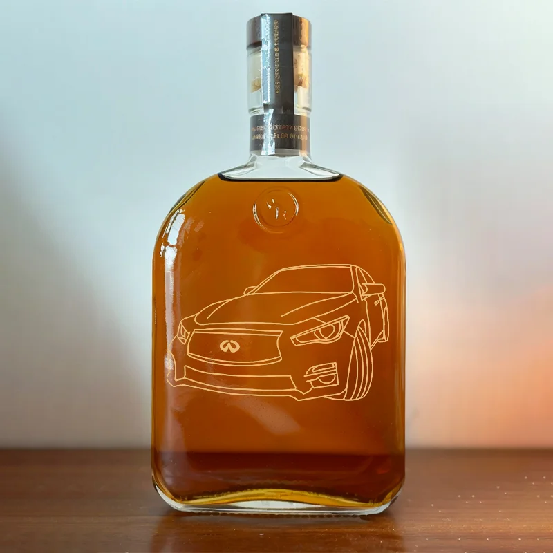 Custom Car Photo Outline Design Whiskey Bottle