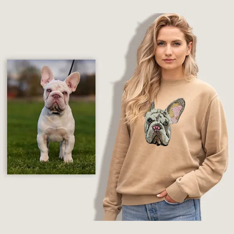 Personalized Pet Portrait Embroidery Sweatshirt Hoodie