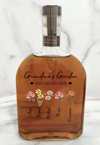 Custom Whiskey Bottles With Month Flowers