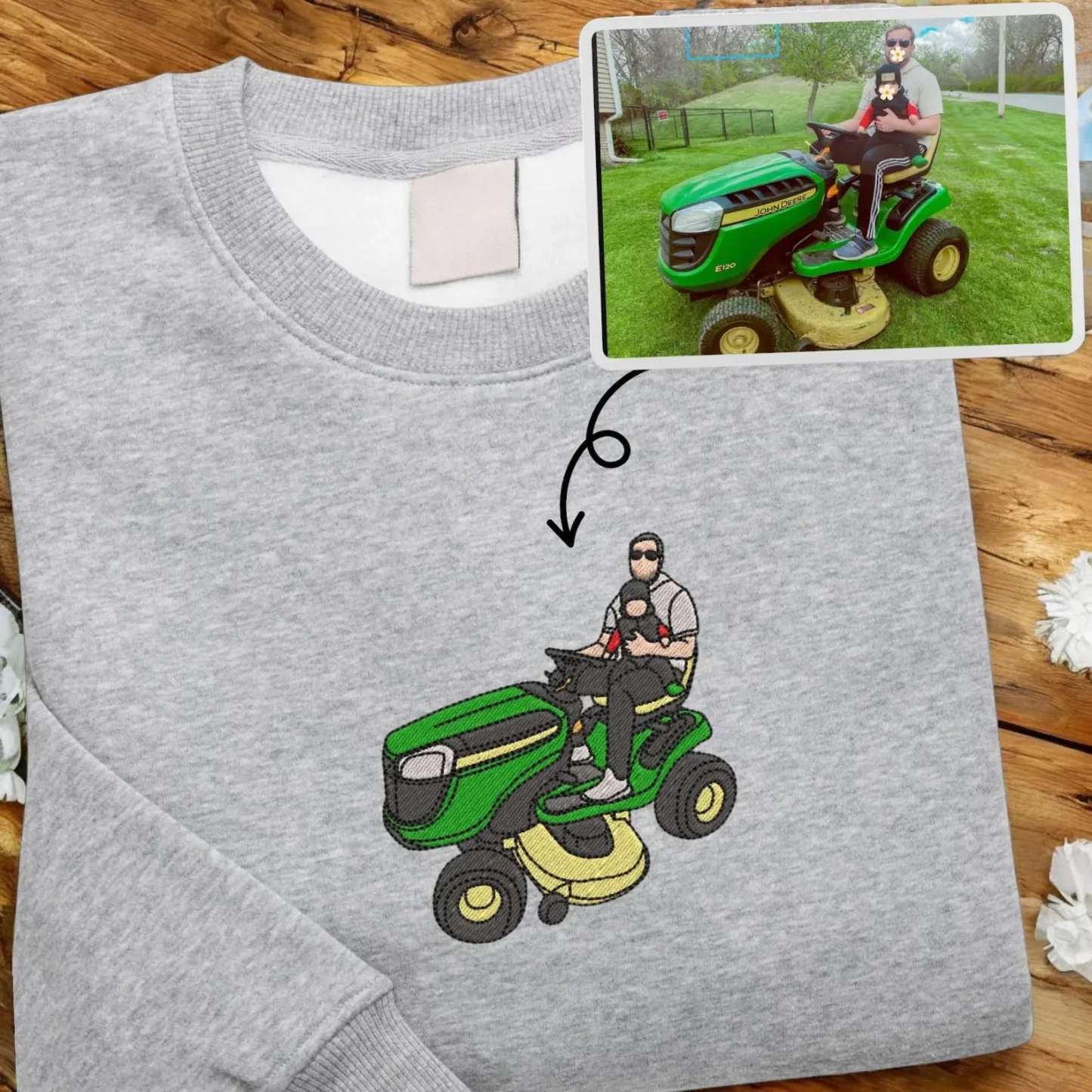 Custom Embroidered Portrait Sweatshirt – Personalized Family Gift for Dad & Mom