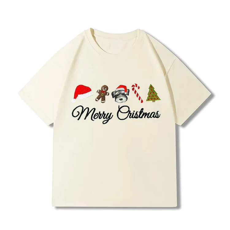 Custom Pet Dog Embroidered Christmas Sweatshirt, Merry Christmas Gingerbread Snowman Crewneck