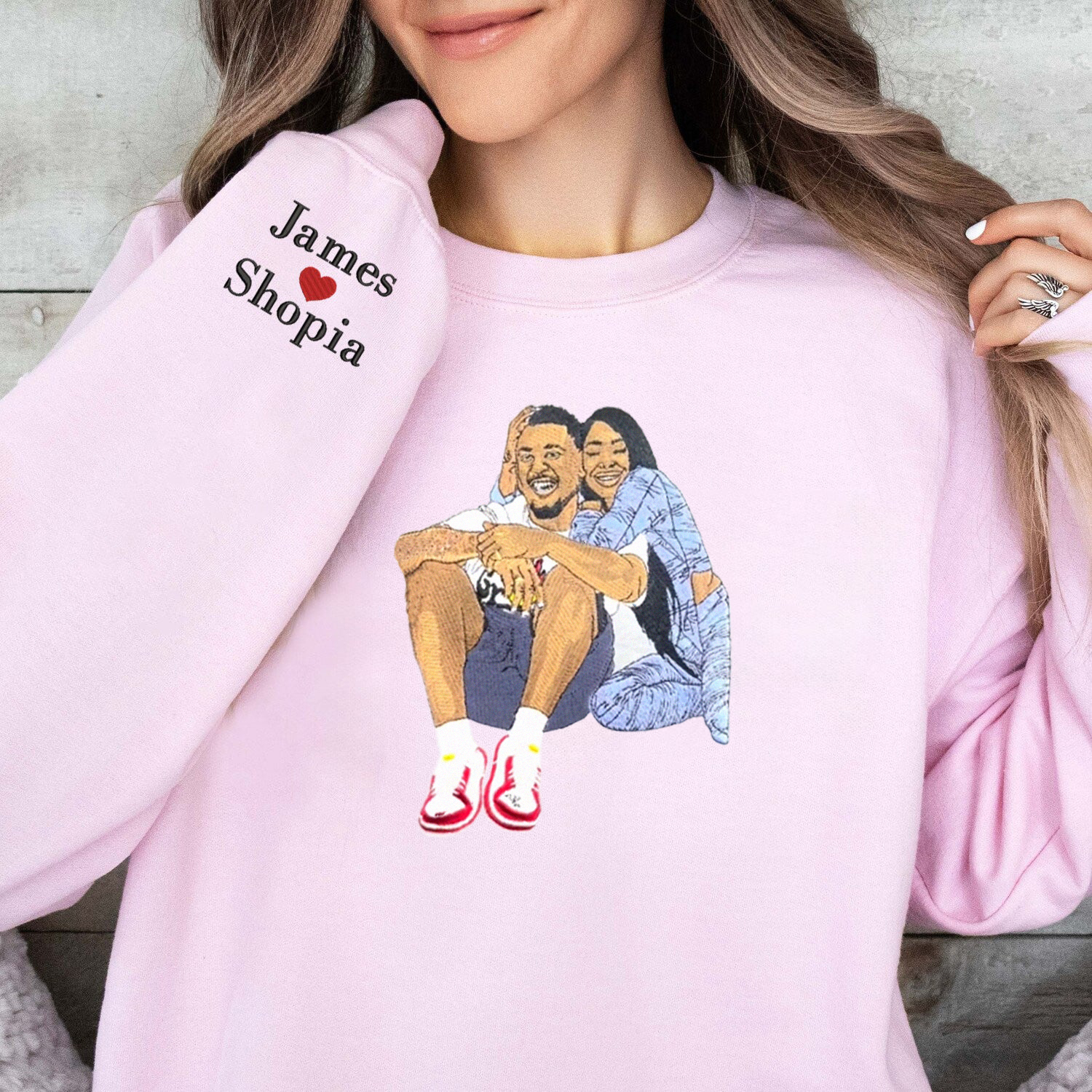 Couple Gifts Embroidery Sweatshirt, Valentine gifts, Custom photo Embroidery Sweatshirt, Personalized, Love you so much