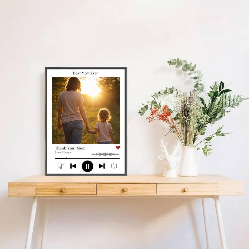 Personalized Mother's Day Song & Photo Poster - Custom Heartbeat Melody Wall Art - Printable Mom Gift from Daughter, Son, Grandkids