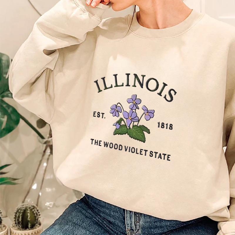 CUSTOM EMBROIDERED ILLINOIS FLOWER SWEATSHIRT