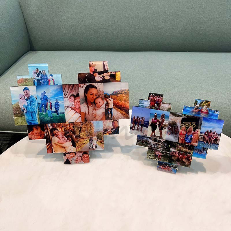 Custom Heart Shape Photo Collage Lamp with Photos