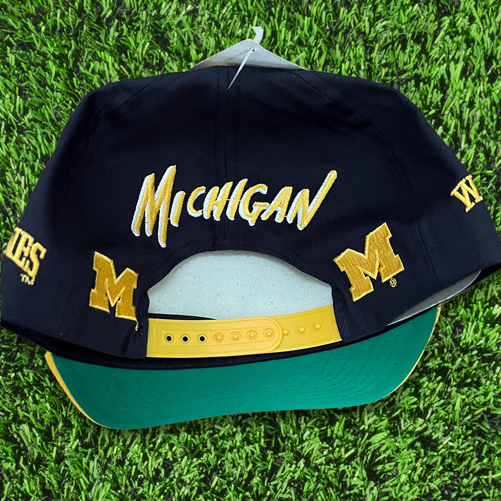 Vintage 90s Deadstock Michigan Wolverines NCAA Snapback Hat Baseball Cap