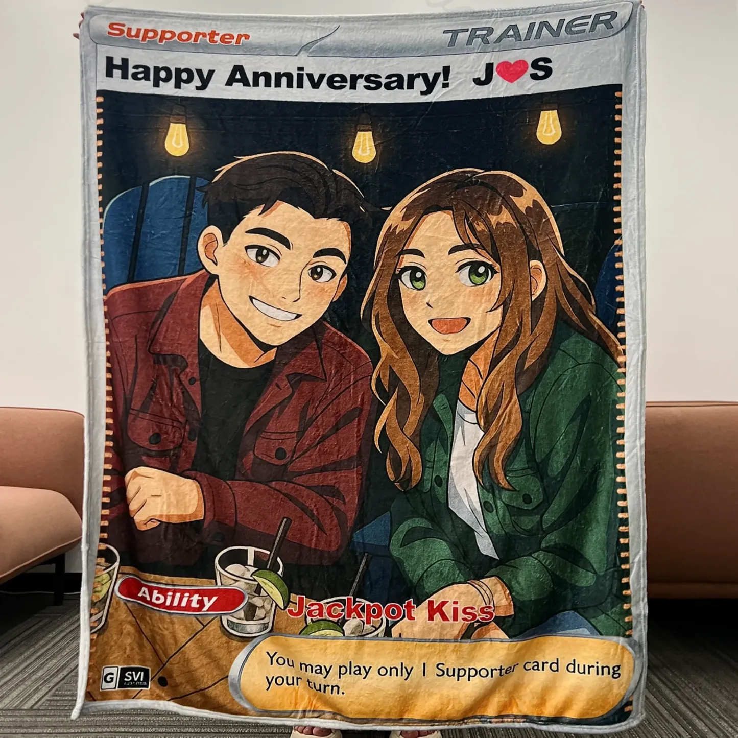 Personalized Couple Photo Card Blanket